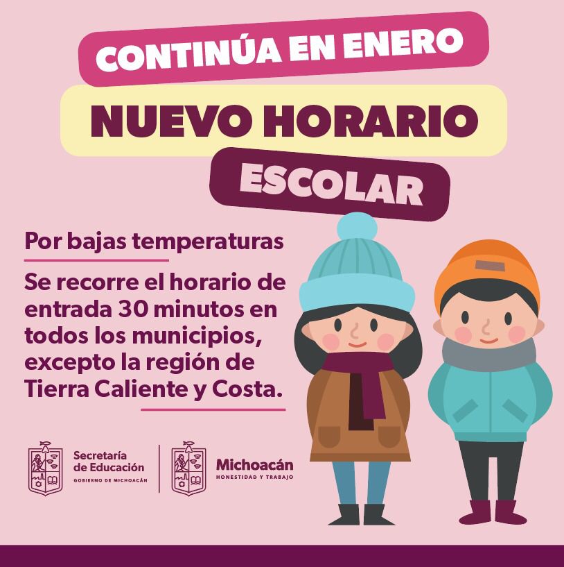 Escuelas de Michoacán regresarán a clases con horario de invierno: SEE