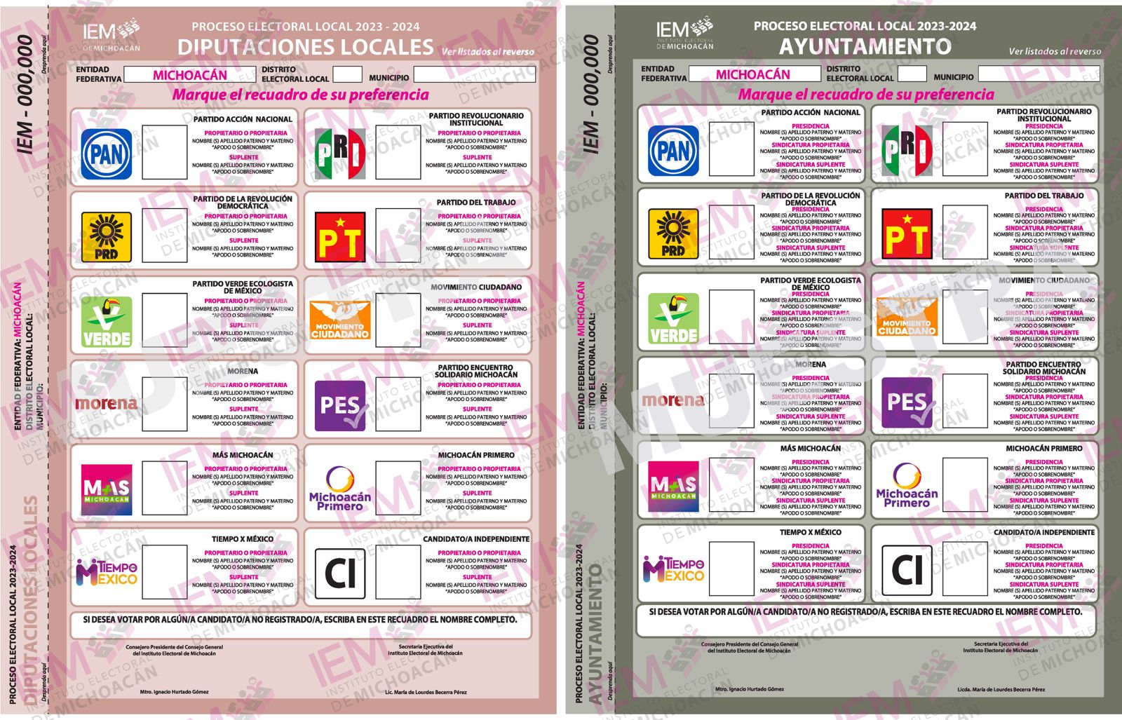 APRUEBA EL IEM BOLETAS ELECTORALES PARA EL PRÓXIMO 2 DE JUNIO