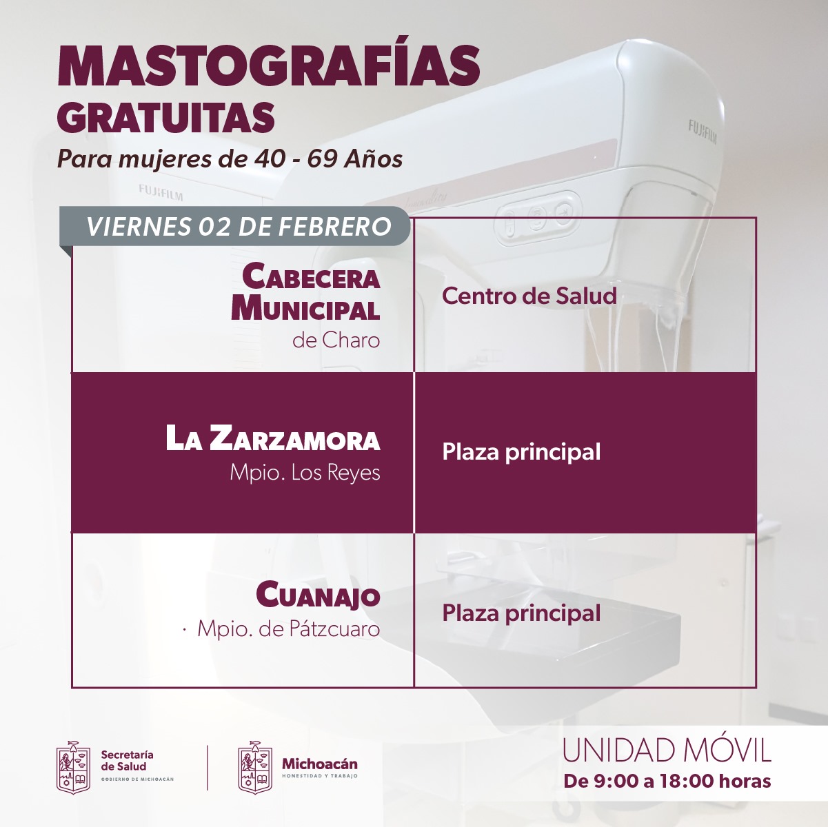 SSM instalará unidades móviles de mastografía en 8 municipios