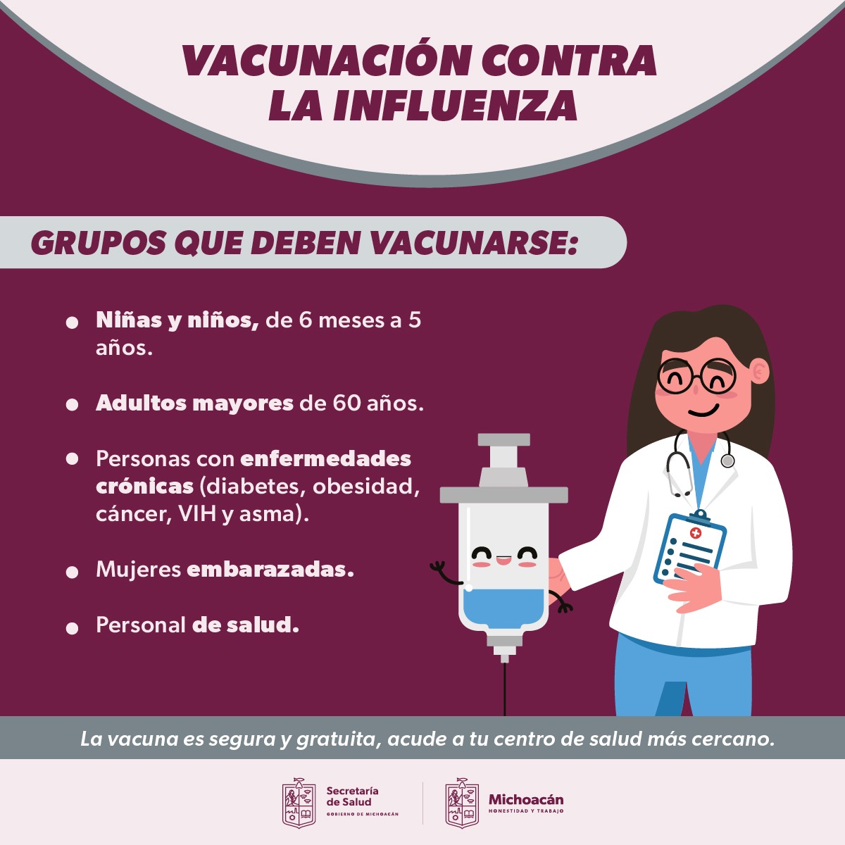 Mantiene SSM vacunación contra COVID-19, influenza y neumococo