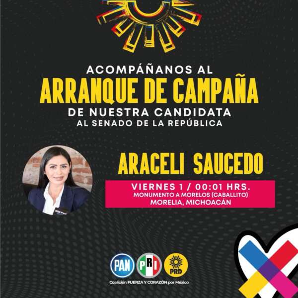 Invita PRD Michoacán al arranque de campaña de Araceli Saucedo, rumbo al Senado