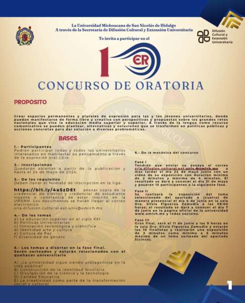 Participa en el Primer Concurso de Oratoria de la UMSNH, expresa tu pensamiento