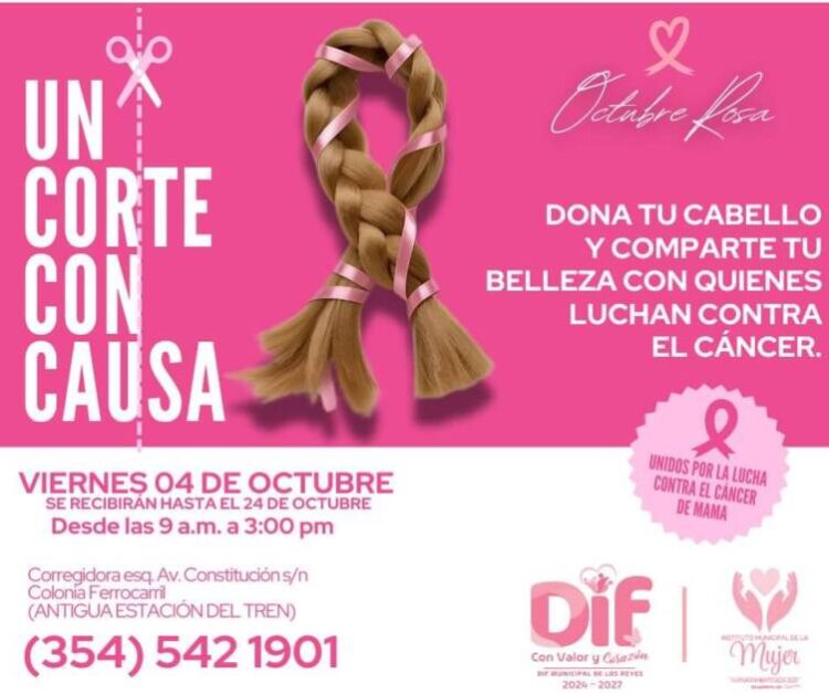 Exhorta Humberto Jiménez Solís a sumarse a la Campaña de Donación de Cabello en Los Reyes por el Mes Rosa