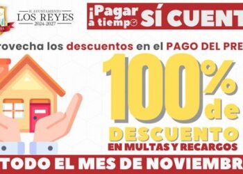 Anuncian descuento del 100% en multas y recargos para regularizar el pago del Predial en Los Reyes