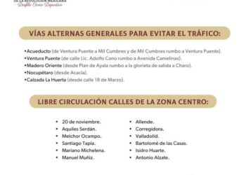 Conoce los cierres y vías alternas por el desfile del 20 de noviembre en el Centro de Morelia: SSP