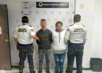 Policía Morelia detiene a 2 por robo a comercio en la Vasco de Quiroga