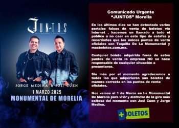 ❗Alerta, no se dejen engañar por falsos portales que ofrecen boletos para “JUNTOS” Morelia❗️