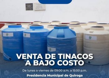 Gobierno municipal de Quiroga apoya a Familias con tinacos a bajo costo