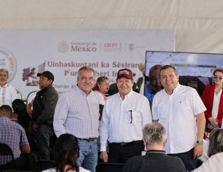 Morón, Godoy y Barragán junto a Sheinbaum en la presentación del Plan de Justicia para el pueblo P’urhépecha