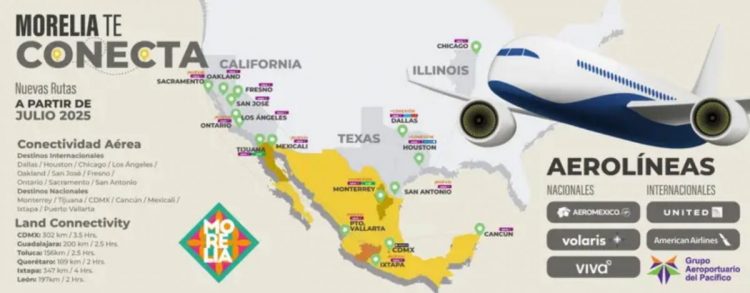Morelia se conecta con Chicago con nueva ruta aérea