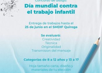 Convoca Gobierno de Quiroga a concurso de dibujo por el Día Mundial contra el Trabajo Infantil