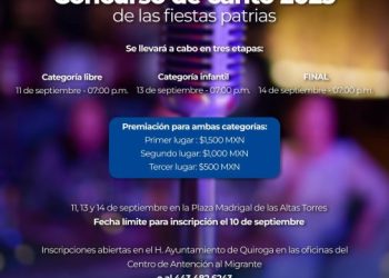 Celebra Quiroga el talento local con el Concurso de Canto 2025 en el marco de las Fiestas Patrias