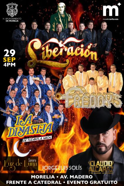 Presenta Gobierno de Morelia cartelera completa para baile del 29 de septiembre
