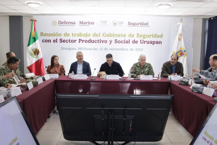 Acuerdan implementar plan región Uruapan entre Harfuch, Bedolla y Quiroz