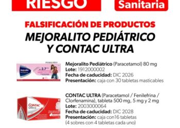 Alerta, alerta, No Consumir Mejoralito Pediátrico y Contac Ultra porque circula falsificación del producto