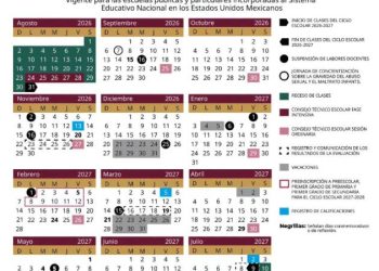 El calendario escolar 2026-2027, contiene 185 días de clases