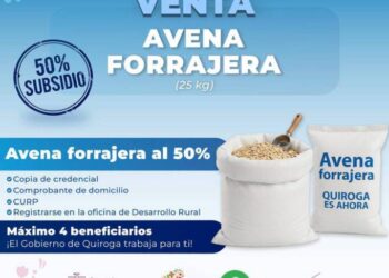 Quiroga fortalece al campo con venta de avena forrajera subsidiada al 50 por ciento
