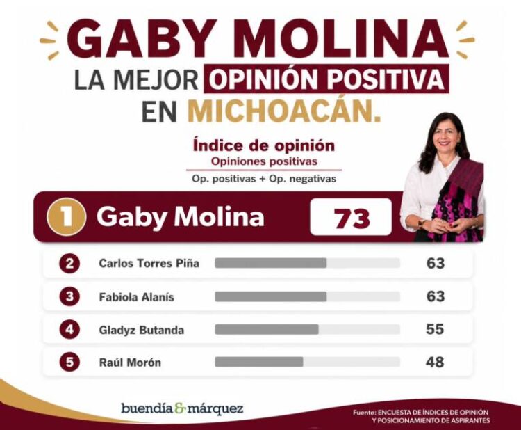 Gaby Molina, la mejor evaluada entre los perfiles de Morena