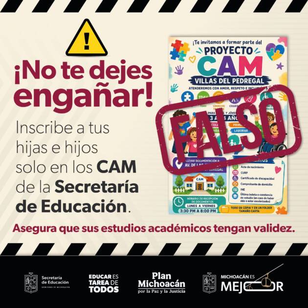 Falso que habrá un nuevo Centro de Atención Múltiple (CAM), en Villas del Pedregal: SEE