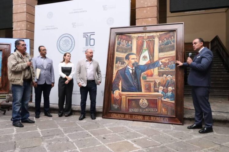 Obra de Francisco Bustos sobre la lucha de Belisario Domínguez llega al Congreso de Michoacán