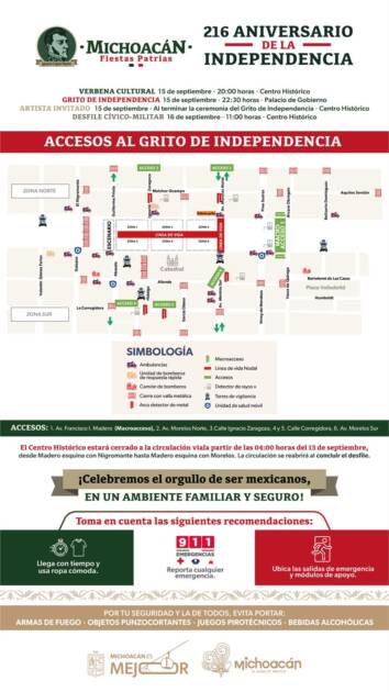 Vigilancia extrema con más de 4 mil 800 efectivos durante las Fiestas Patrias en Morelia