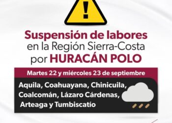Suspenden clases en 7 municipios de la Región Sierra Costa por huracán “Polo”
