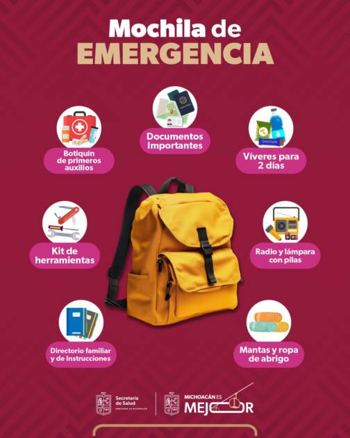 SSM te dice cómo preparar una mochila de emergencia ante temporada de lluvias