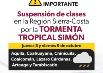 Suspenden clases presenciales en 7 municipios por la tormenta tropical Simón